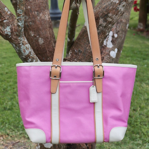 Pink COACH Leather Trimmed Handbag 💗 - Picture 1 of 6
